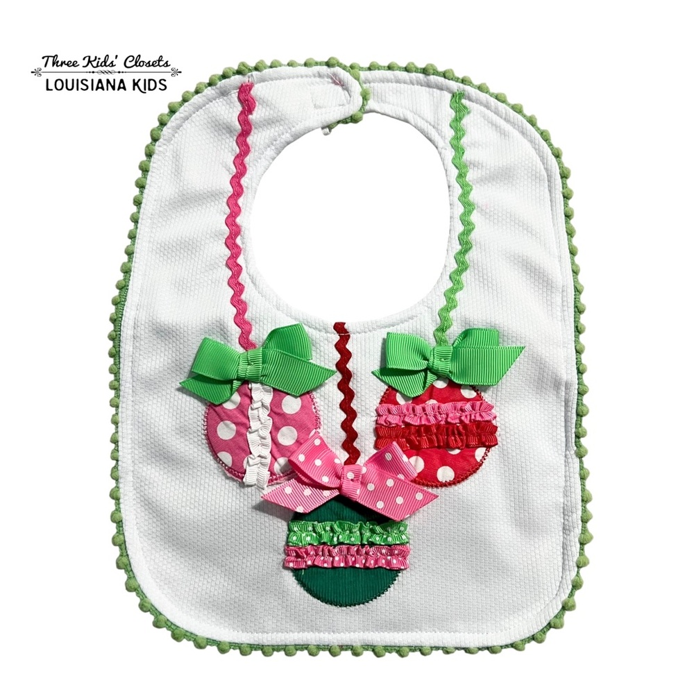 Mud Pie Baby Christmas Holiday Ornaments Appliqué Bib